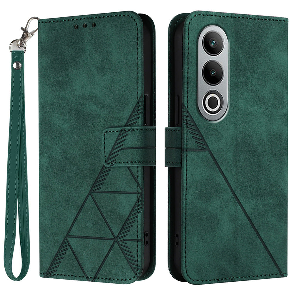 YB Imprinting Series-1 For OnePlus Nord CE4 5G Leather Wallet Case Phone Cover with Strap - Blackish Green