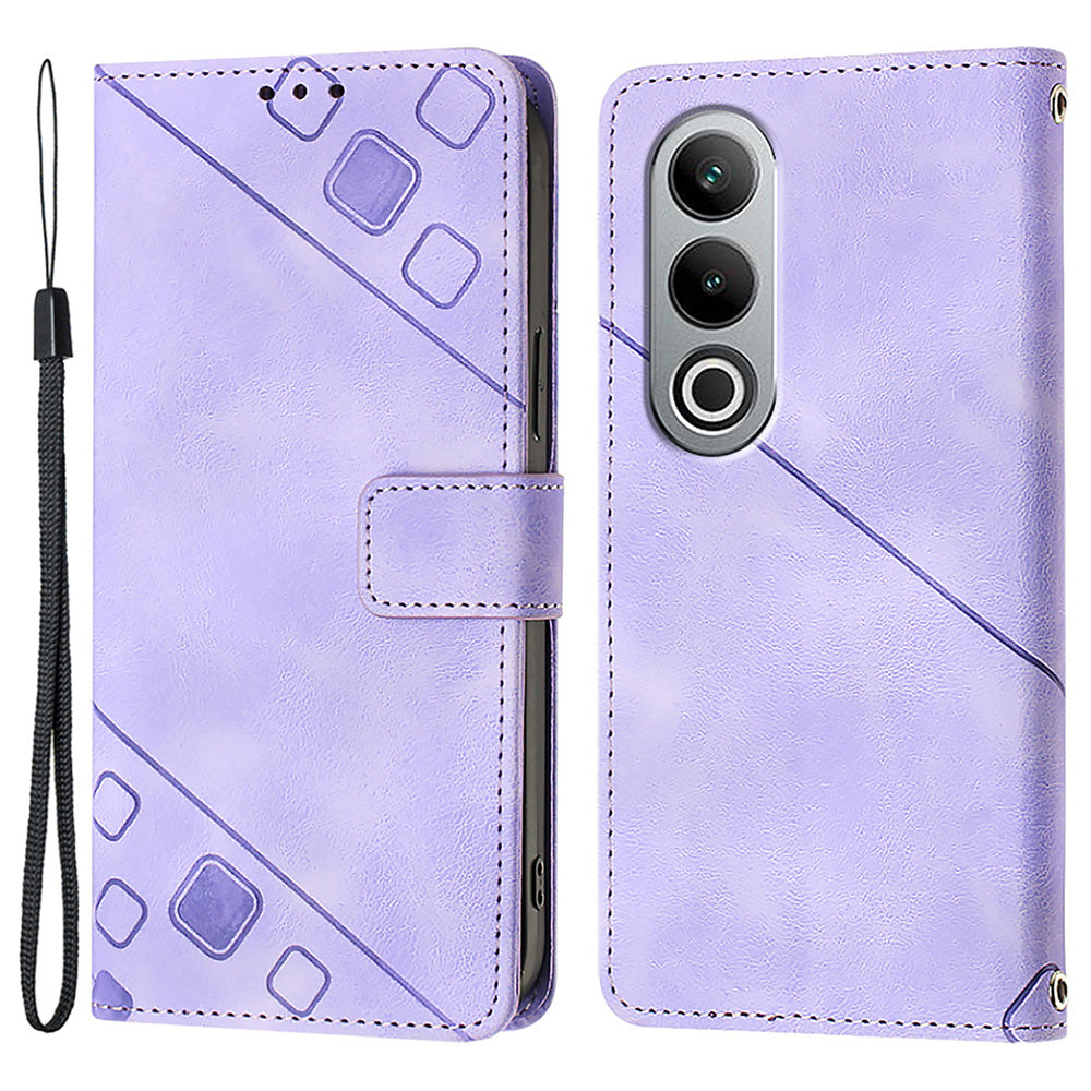 PT005 YB Imprinting Series-6 For OnePlus Nord CE4 5G Case PU Leather Skin-Touch Flip Wallet Phone Cover - Light Purple