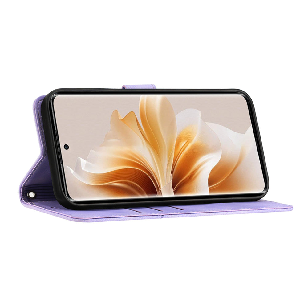 PT005 YB Imprinting Series-6 For OnePlus Nord CE4 5G Case PU Leather Skin-Touch Flip Wallet Phone Cover - Light Purple