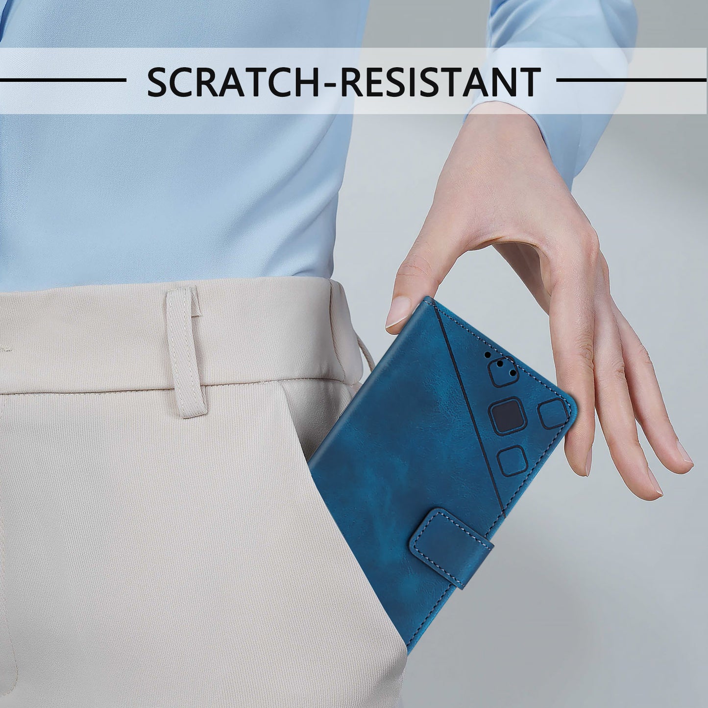 PT005 YB Imprinting Series-6 For OnePlus Nord CE4 5G Case PU Leather Skin-Touch Flip Wallet Phone Cover - Sapphire