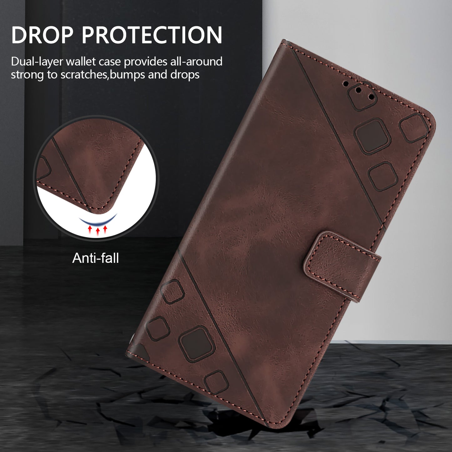 PT005 YB Imprinting Series-6 For OnePlus Nord CE4 5G Case PU Leather Skin-Touch Flip Wallet Phone Cover - Brown