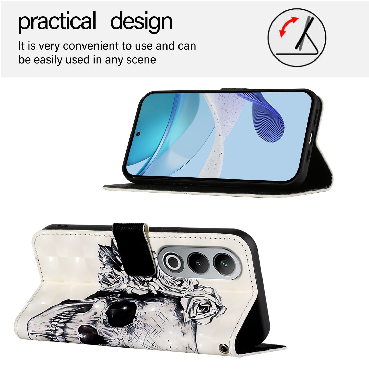 YB Pattern Printing Leather Series-2 For OnePlus Nord CE4 5G Case Protective Leather Phone Shell - Skull