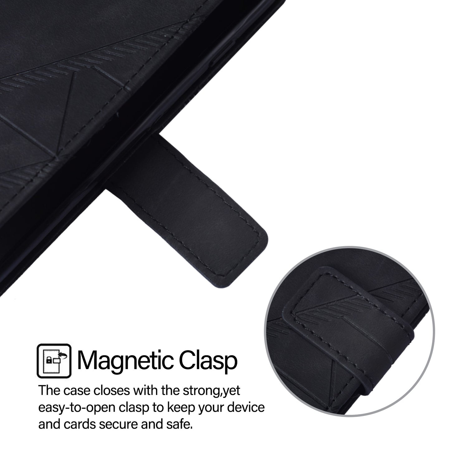 YB Imprinting Series-1 For Nothing Phone (2a) Wallet Case Imprinted Leather Phone Cover with Strap - Black