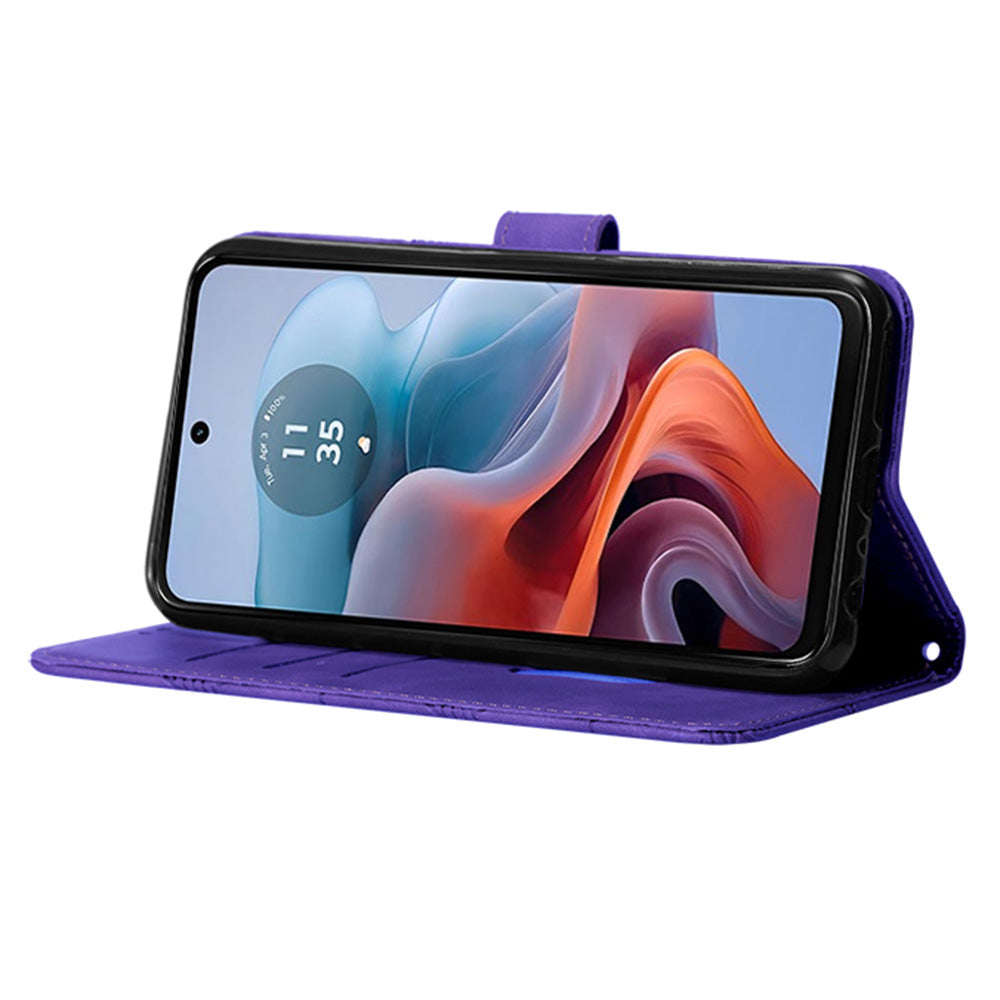 YB Imprinting Series-1 For Nothing Phone (2a) Wallet Case Imprinted Leather Phone Cover with Strap - Purple