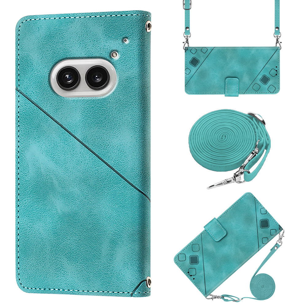 PT005 YB Imprinting Series-7 for Nothing Phone (2a) Crossbody Case PU Leather Stand Accessories Cell Phone Cover - Green