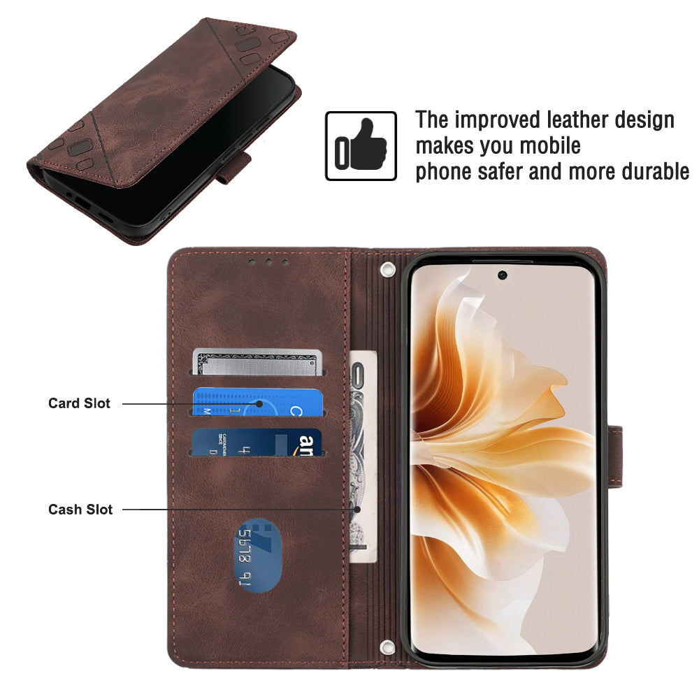 PT005 YB Imprinting Series-7 for Nothing Phone (2a) Crossbody Case PU Leather Stand Accessories Cell Phone Cover - Brown