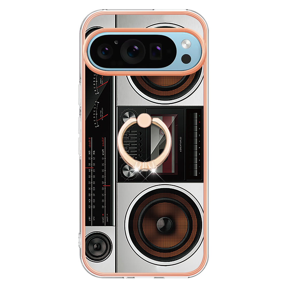 YB IMD Series-20 Style D for Google Pixel 9 Case Electroplating 2.0mm TPU Protective Shell with Kickstand - Radio