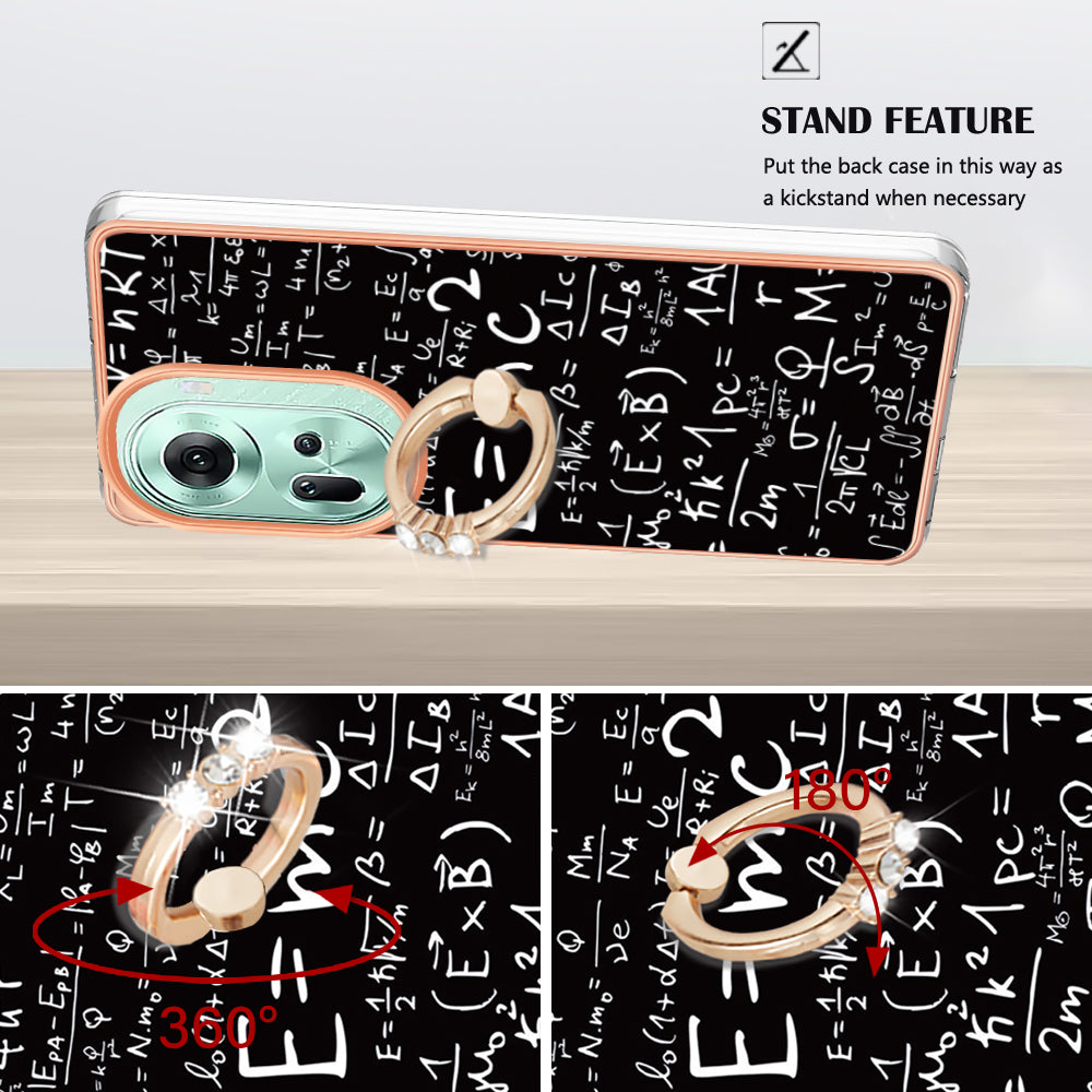 YB IMD Series-20 Style D for Oppo Reno11 5G (Global) Case 2.0mm Electroplating TPU Kickstand Cover - Equation