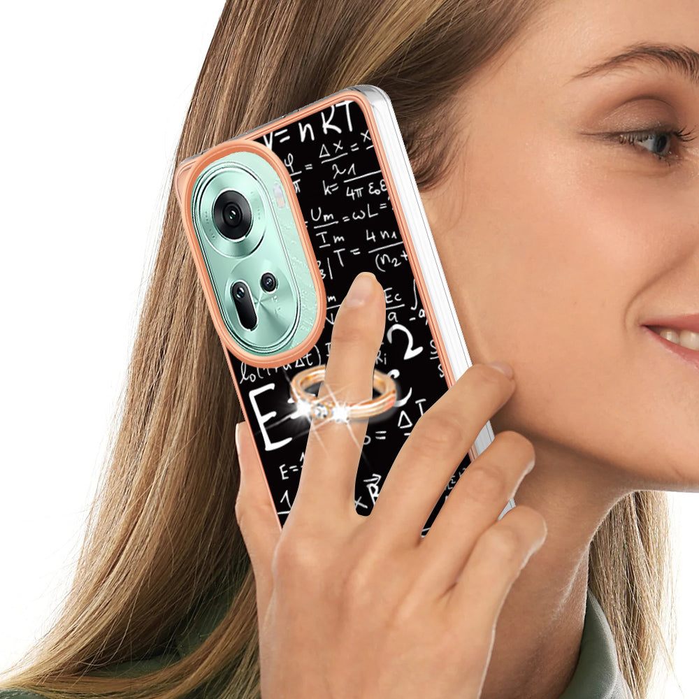 YB IMD Series-20 Style D for Oppo Reno11 5G (Global) Case 2.0mm Electroplating TPU Kickstand Cover - Equation