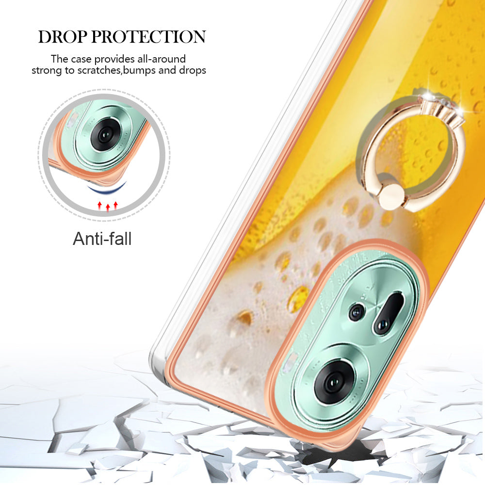 YB IMD Series-20 Style D for Oppo Reno11 5G (Global) Case 2.0mm Electroplating TPU Kickstand Cover - Beer