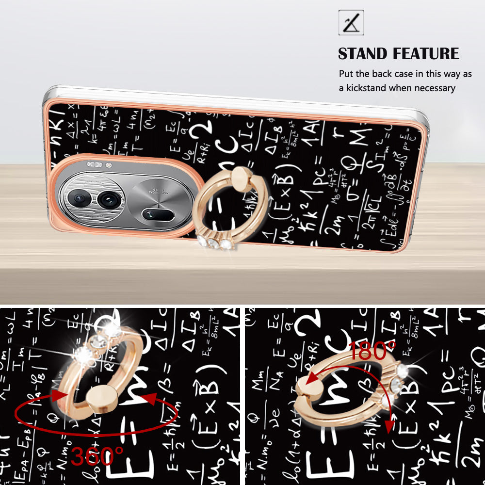 YB IMD Series-20 Style D for Oppo Reno11 Pro 5G (Global) TPU Case Pattern Printing 2.0mm Kickstand Cover - Equation