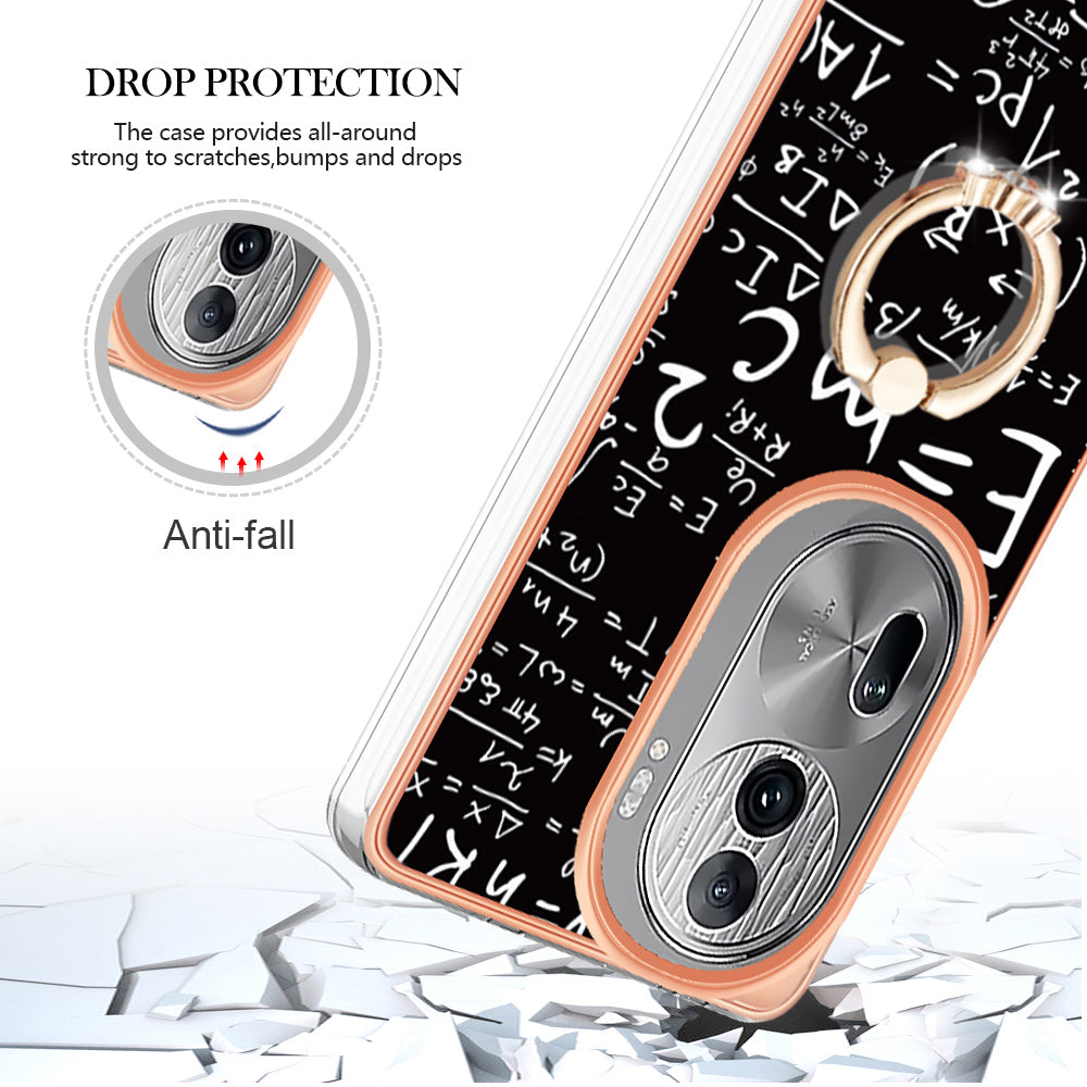 YB IMD Series-20 Style D for Oppo Reno11 Pro 5G (Global) TPU Case Pattern Printing 2.0mm Kickstand Cover - Equation