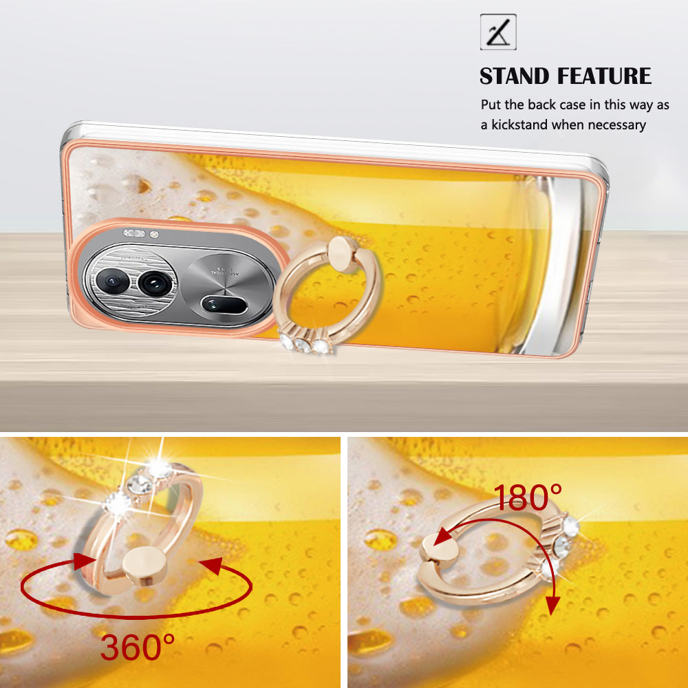 YB IMD Series-20 Style D for Oppo Reno11 Pro 5G (Global) TPU Case Pattern Printing 2.0mm Kickstand Cover - Beer