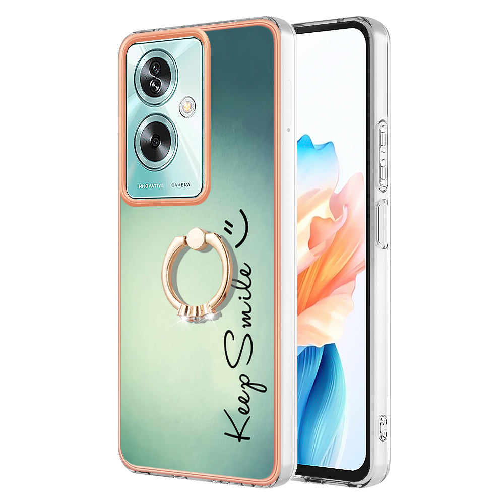 YB IMD Series-20 Style D for Oppo A79 5G / A2 5G Case Kickstand 2.0mm Electroplating TPU Cover - Keep Smile