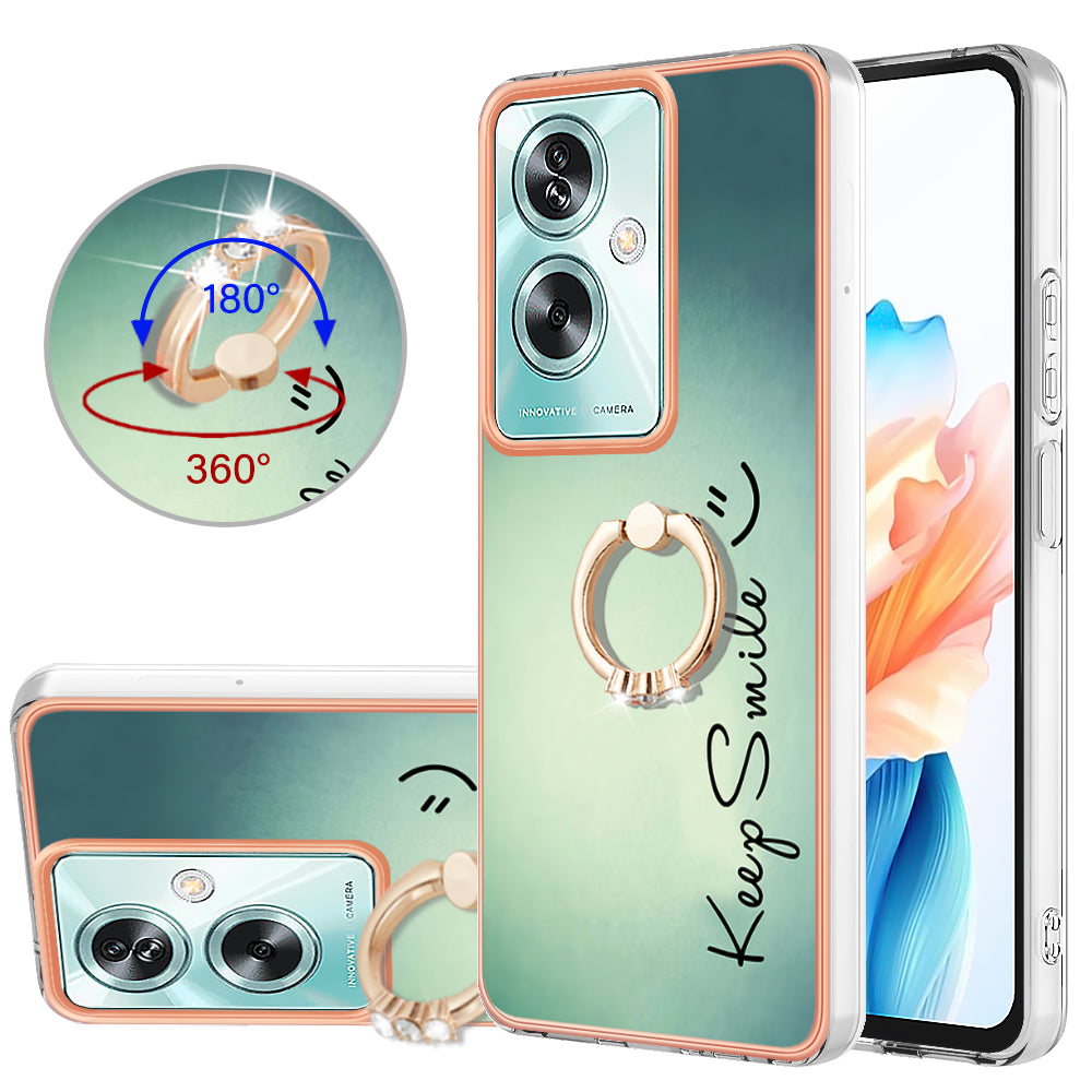 YB IMD Series-20 Style D for Oppo A79 5G / A2 5G Case Kickstand 2.0mm Electroplating TPU Cover - Keep Smile