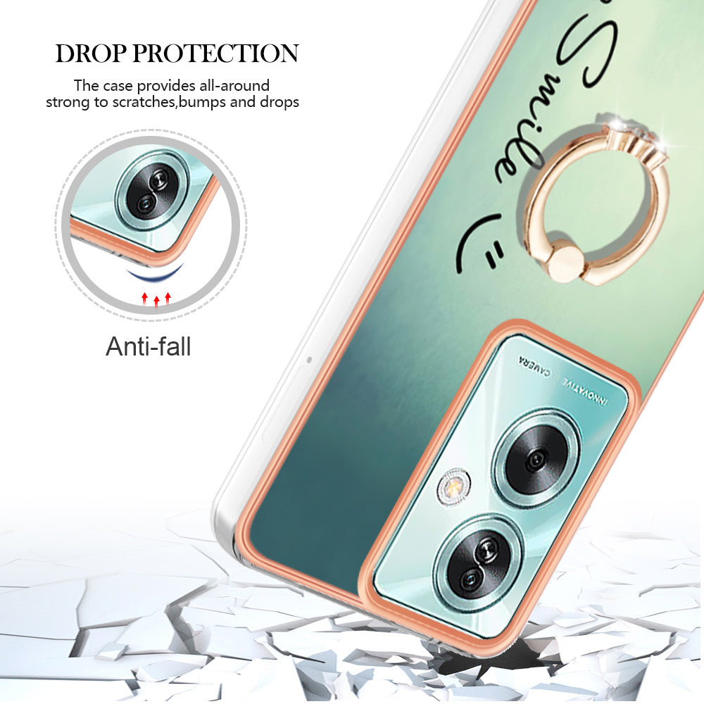 YB IMD Series-20 Style D for Oppo A79 5G / A2 5G Case Kickstand 2.0mm Electroplating TPU Cover - Keep Smile