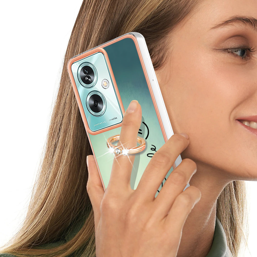 YB IMD Series-20 Style D for Oppo A79 5G / A2 5G Case Kickstand 2.0mm Electroplating TPU Cover - Keep Smile