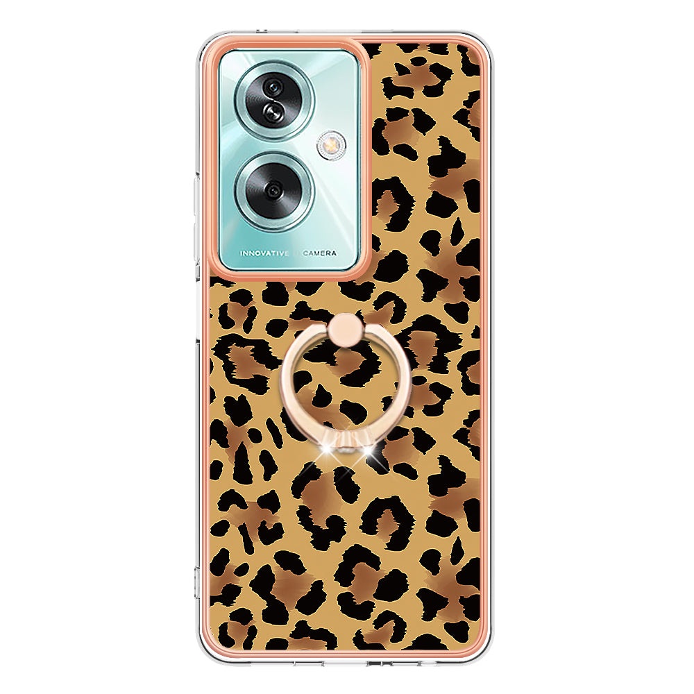 YB IMD Series-20 Style D for Oppo A79 5G / A2 5G Case Kickstand 2.0mm Electroplating TPU Cover - Leopard Print
