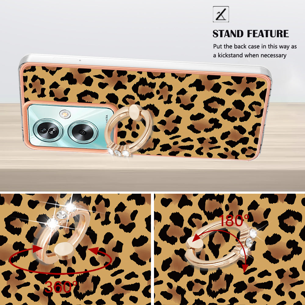 YB IMD Series-20 Style D for Oppo A79 5G / A2 5G Case Kickstand 2.0mm Electroplating TPU Cover - Leopard Print