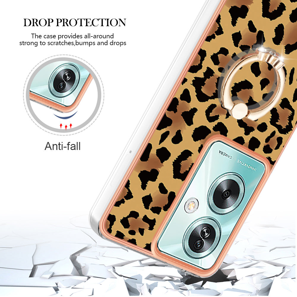 YB IMD Series-20 Style D for Oppo A79 5G / A2 5G Case Kickstand 2.0mm Electroplating TPU Cover - Leopard Print