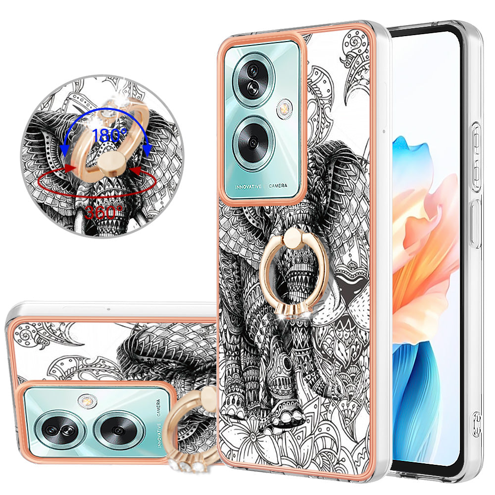 YB IMD Series-20 Style D for Oppo A79 5G / A2 5G Case Kickstand 2.0mm Electroplating TPU Cover - Totem Elephant