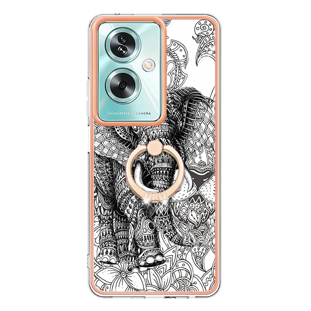 YB IMD Series-20 Style D for Oppo A79 5G / A2 5G Case Kickstand 2.0mm Electroplating TPU Cover - Totem Elephant