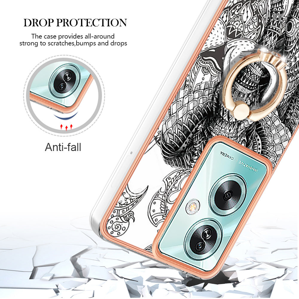 YB IMD Series-20 Style D for Oppo A79 5G / A2 5G Case Kickstand 2.0mm Electroplating TPU Cover - Totem Elephant