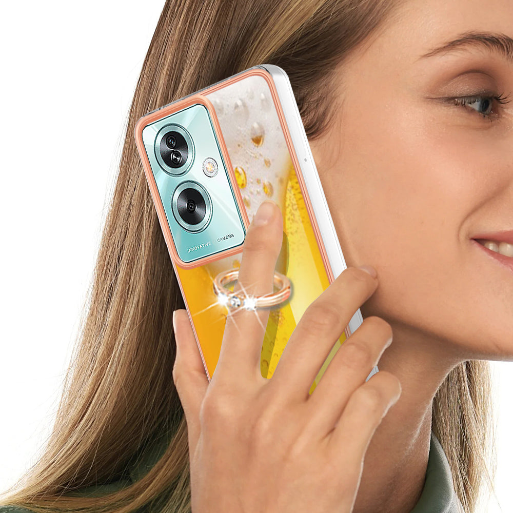 YB IMD Series-20 Style D for Oppo A79 5G / A2 5G Case Kickstand 2.0mm Electroplating TPU Cover - Beer