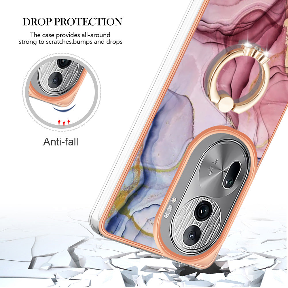 YB IMD Series-17 Style-E For Oppo Reno11 Pro 5G (Global) Phone Case Electroplating Kickstand Cover - Rose Gold