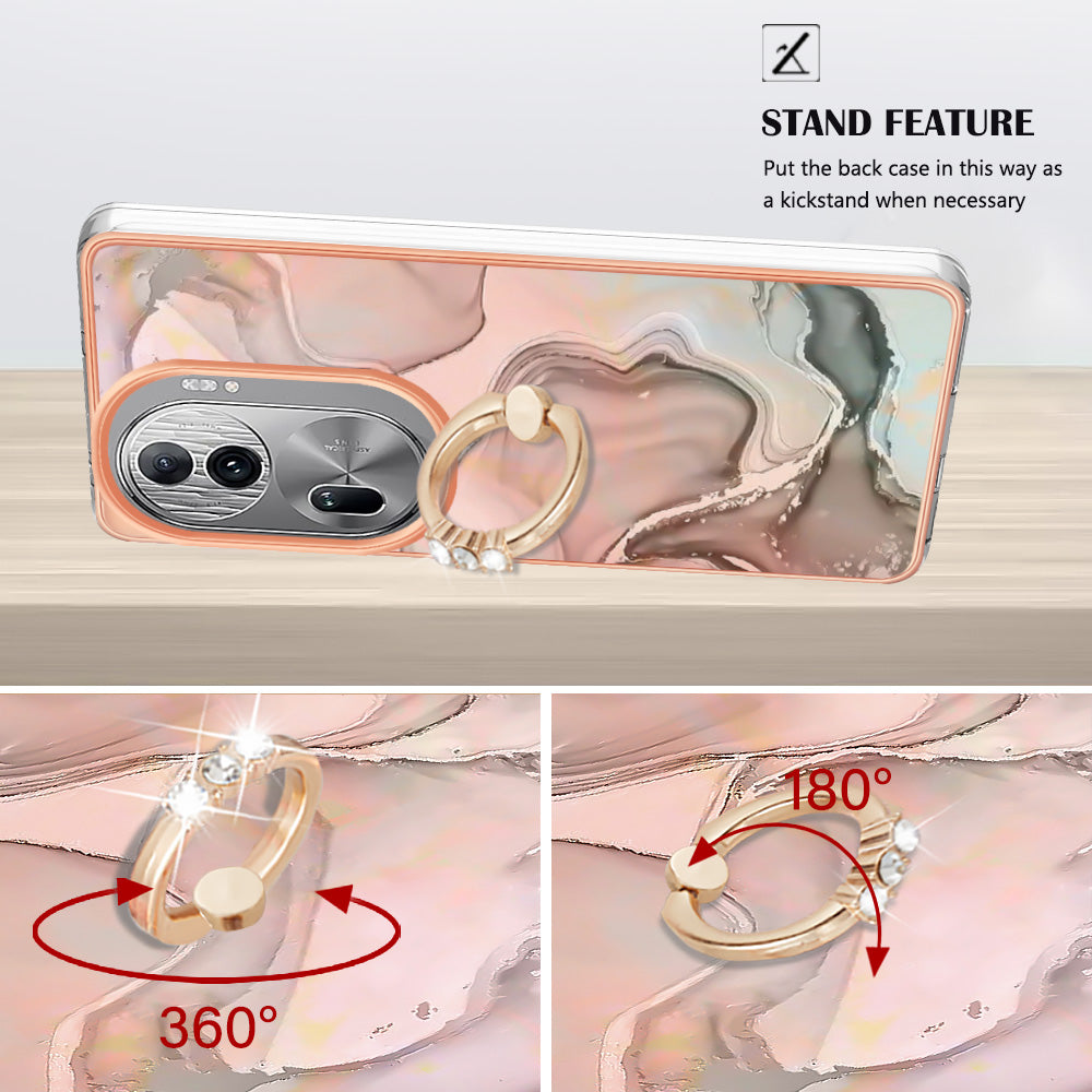 YB IMD Series-17 Style-E For Oppo Reno11 Pro 5G (Global) Phone Case Electroplating Kickstand Cover - Pink