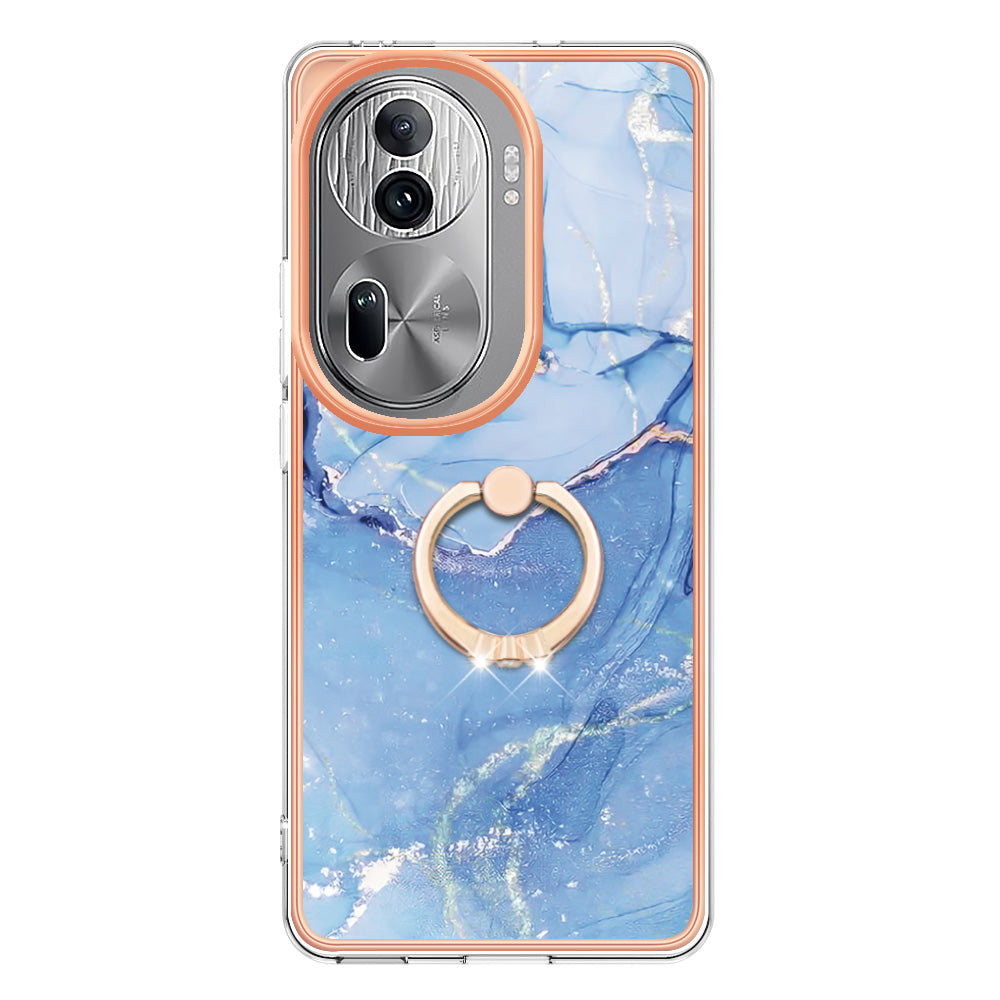 YB IMD Series-17 Style-E For Oppo Reno11 Pro 5G (Global) Phone Case Electroplating Kickstand Cover - Blue