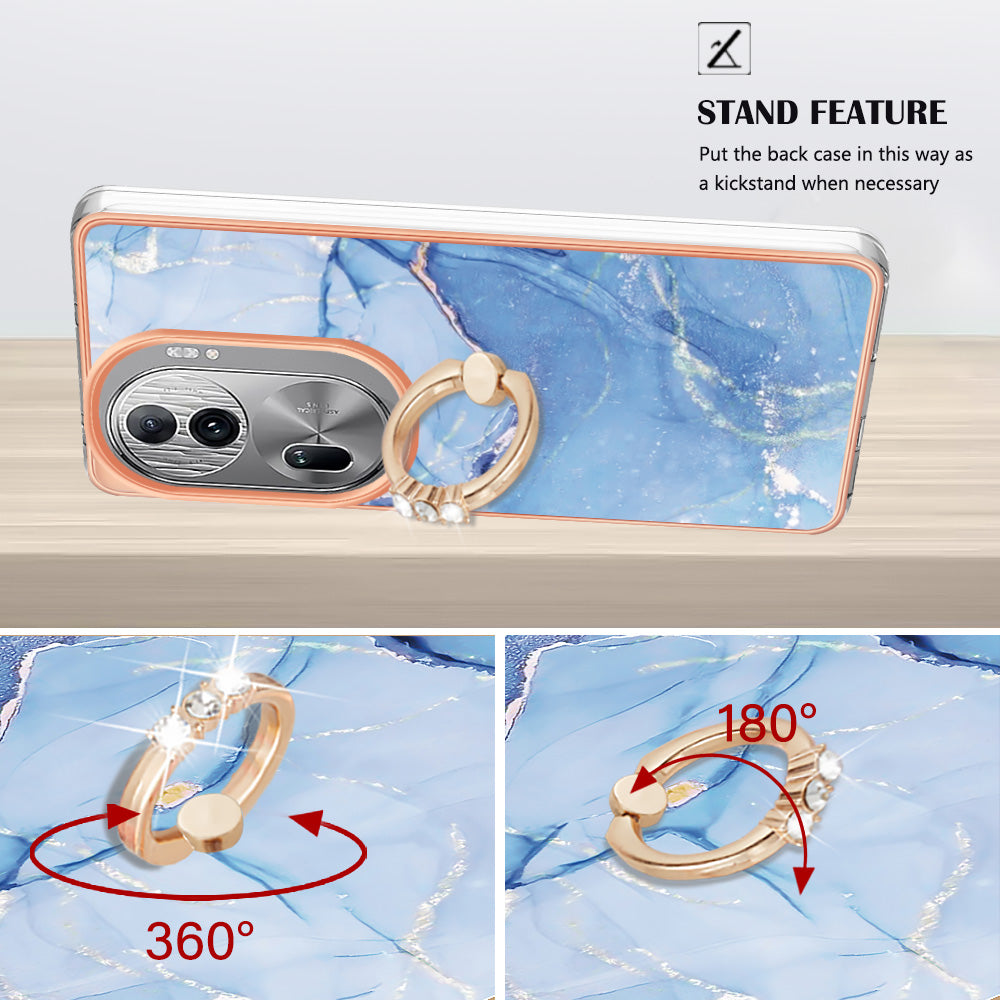 YB IMD Series-17 Style-E For Oppo Reno11 Pro 5G (Global) Phone Case Electroplating Kickstand Cover - Blue