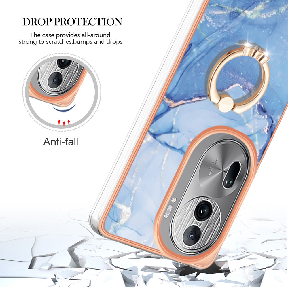 YB IMD Series-17 Style-E For Oppo Reno11 Pro 5G (Global) Phone Case Electroplating Kickstand Cover - Blue