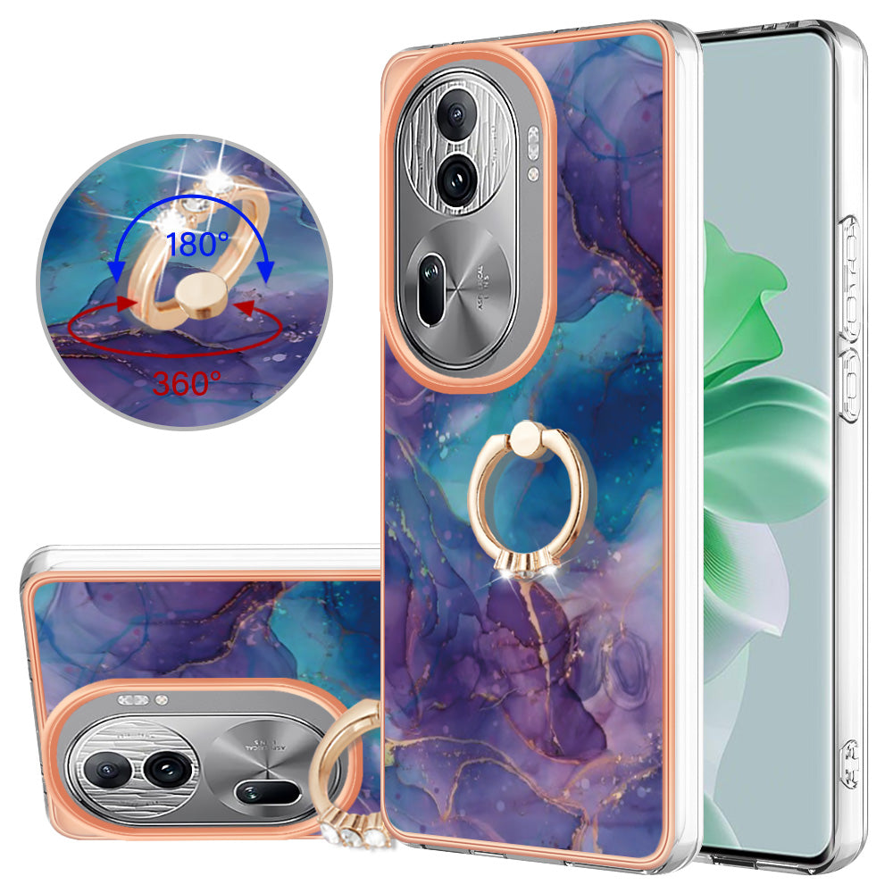 YB IMD Series-17 Style-E For Oppo Reno11 Pro 5G (Global) Phone Case Electroplating Kickstand Cover - Purple
