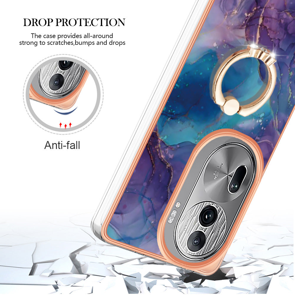 YB IMD Series-17 Style-E For Oppo Reno11 Pro 5G (Global) Phone Case Electroplating Kickstand Cover - Purple