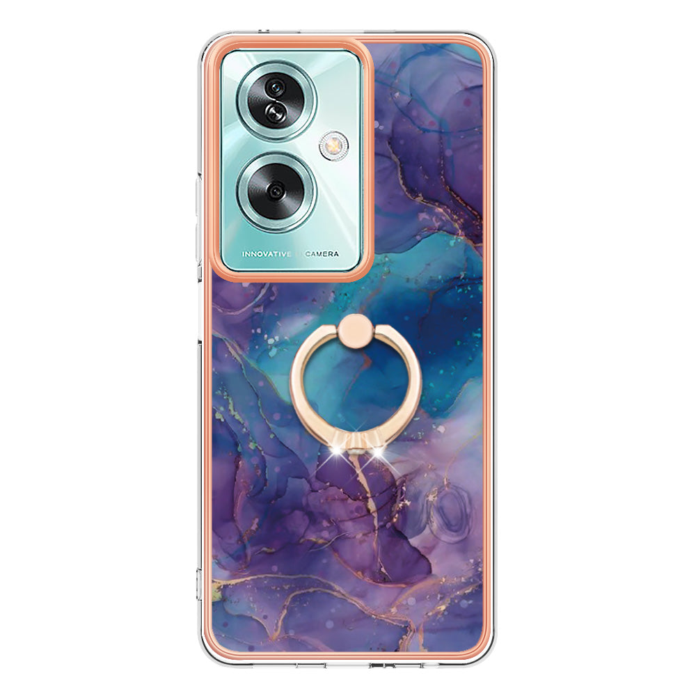 YB IMD Series-17 Style-E For Oppo A79 5G / A2 5 Back Case Electroplated Ring Kickstand Phone Shell - Purple