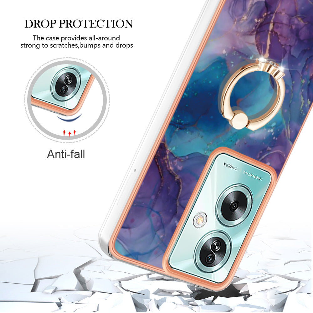 YB IMD Series-17 Style-E For Oppo A79 5G / A2 5 Back Case Electroplated Ring Kickstand Phone Shell - Purple