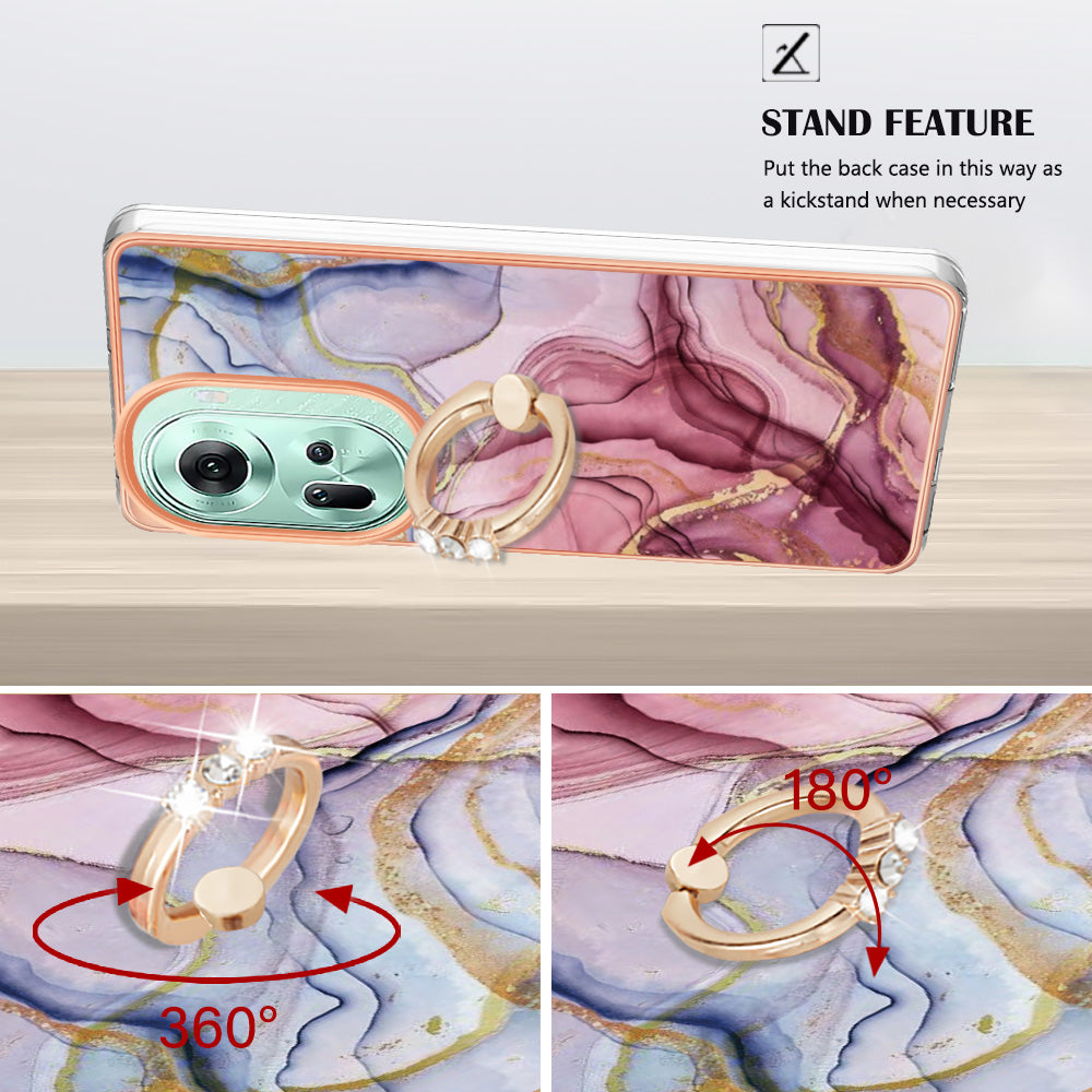 YB IMD Series-17 Style-E For Oppo Reno11 5G (Global) Kickstand Case 2.0mm TPU Phone Shell - Rose Gold