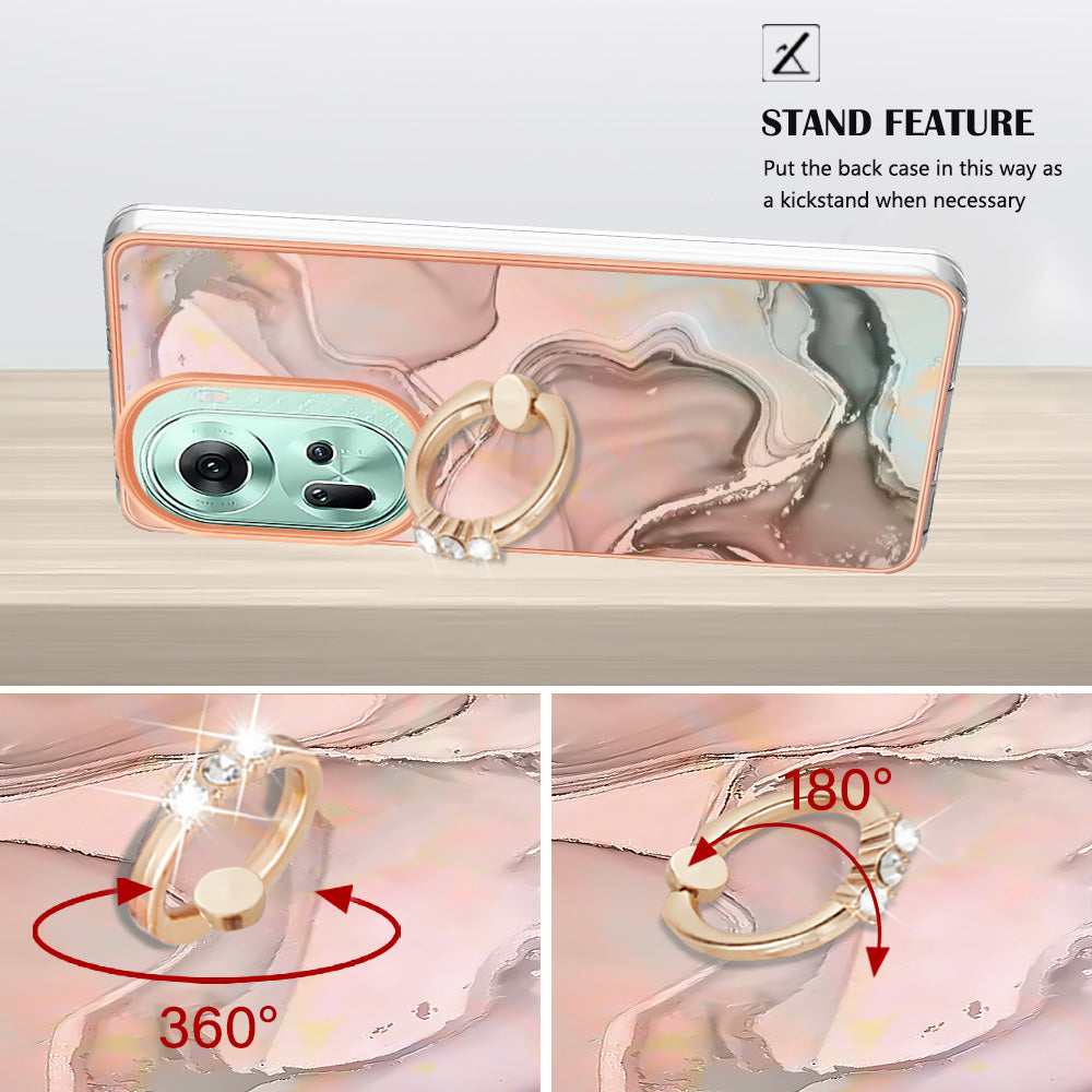 YB IMD Series-17 Style-E For Oppo Reno11 5G (Global) Kickstand Case 2.0mm TPU Phone Shell - Pink