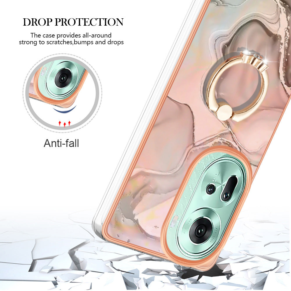 YB IMD Series-17 Style-E For Oppo Reno11 5G (Global) Kickstand Case 2.0mm TPU Phone Shell - Pink