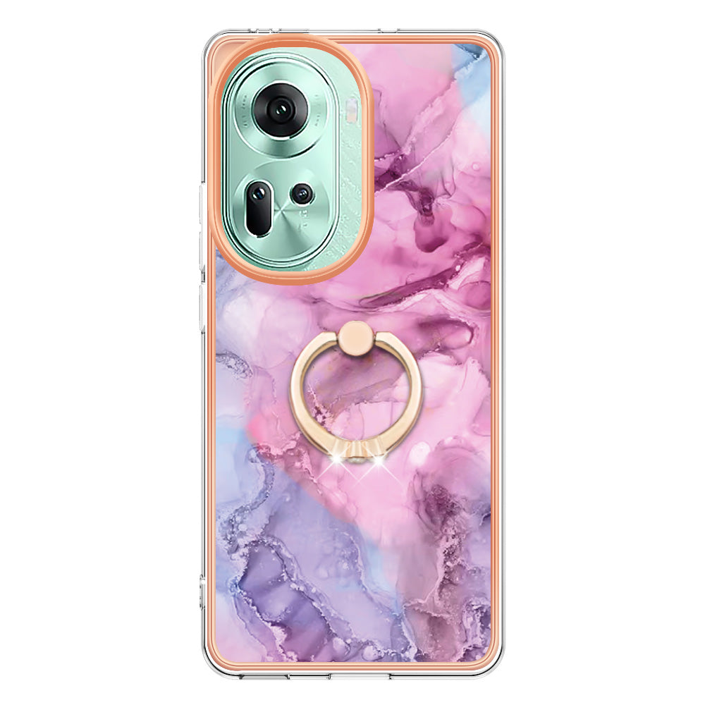 YB IMD Series-17 Style-E For Oppo Reno11 5G (Global) Kickstand Case 2.0mm TPU Phone Shell - Rose