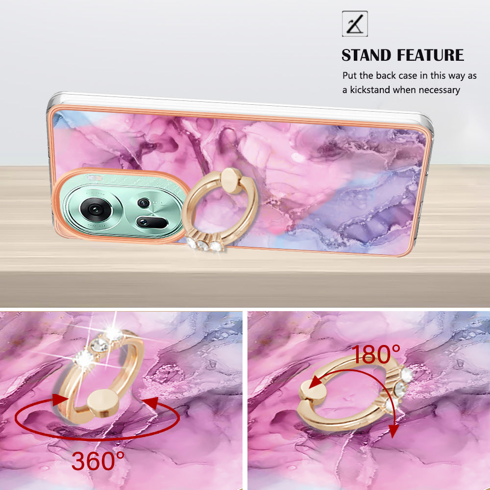 YB IMD Series-17 Style-E For Oppo Reno11 5G (Global) Kickstand Case 2.0mm TPU Phone Shell - Rose