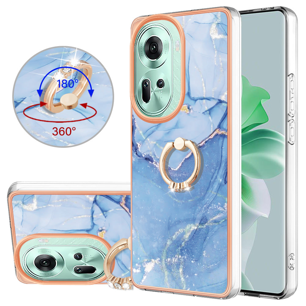 YB IMD Series-17 Style-E For Oppo Reno11 5G (Global) Kickstand Case 2.0mm TPU Phone Shell - Blue