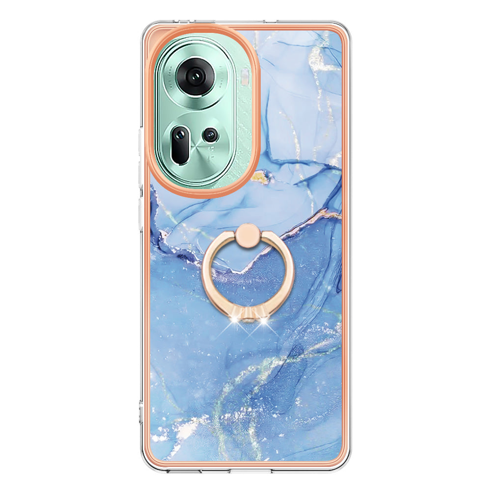 YB IMD Series-17 Style-E For Oppo Reno11 5G (Global) Kickstand Case 2.0mm TPU Phone Shell - Blue