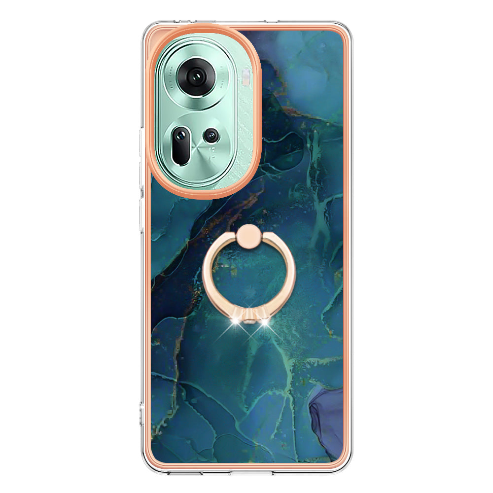 YB IMD Series-17 Style-E For Oppo Reno11 5G (Global) Kickstand Case 2.0mm TPU Phone Shell - Green