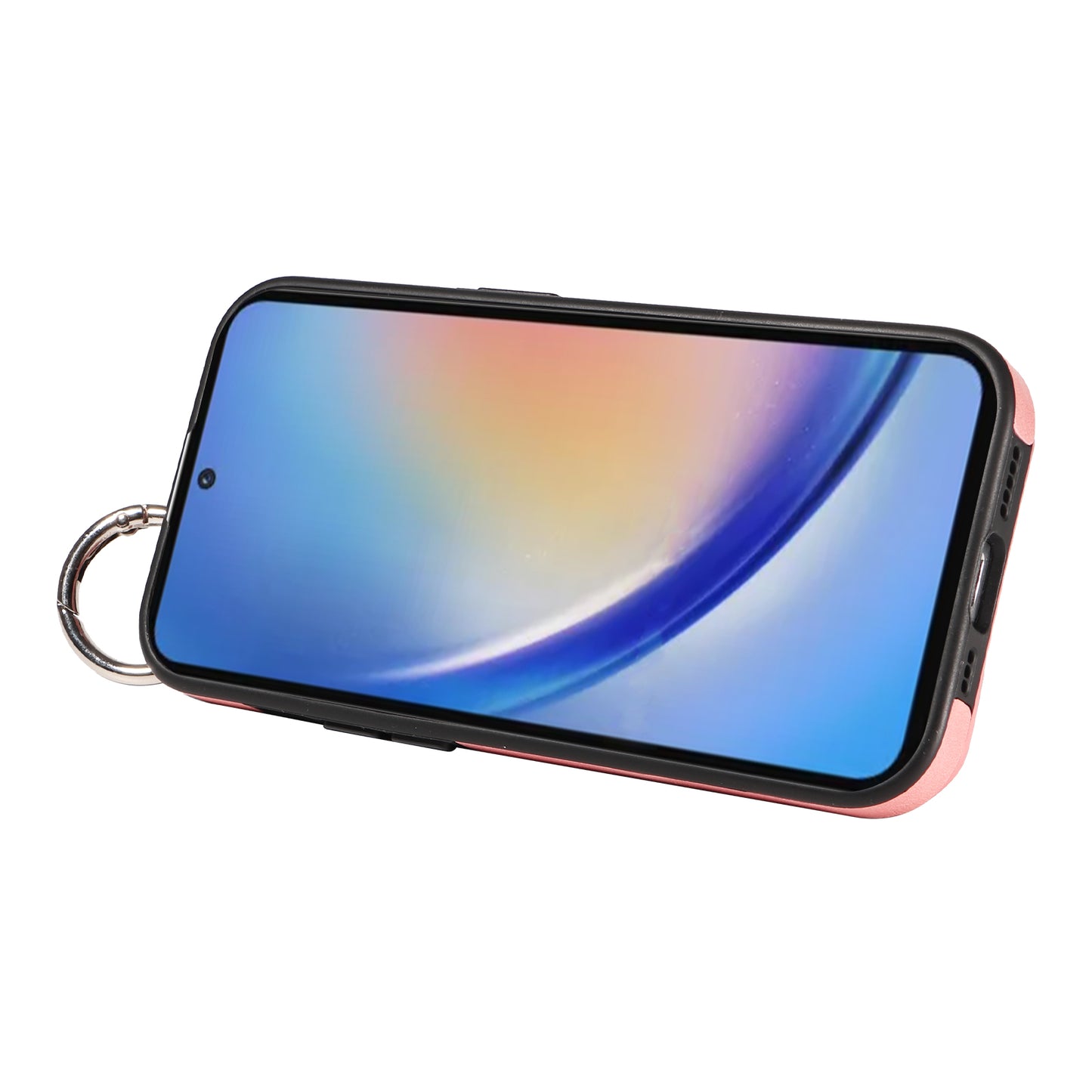 008 For Samsung Galaxy A35 5G Case Leather+TPU Protective Shell with Wrist Strap Kickstand - Pink