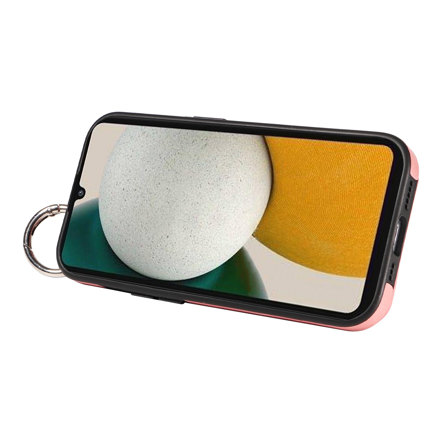 008 For Samsung Galaxy A34 5G Case Calf Texture Leather+TPU Kickstand Phone Cover - Pink