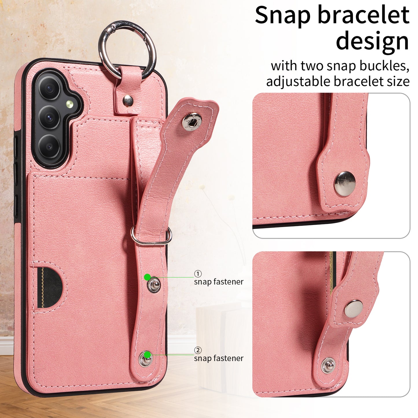 008 For Samsung Galaxy A34 5G Case Calf Texture Leather+TPU Kickstand Phone Cover - Pink