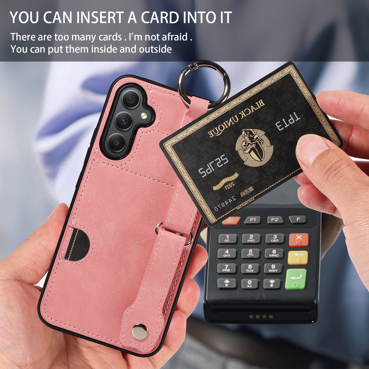 008 For Samsung Galaxy A34 5G Case Calf Texture Leather+TPU Kickstand Phone Cover - Pink