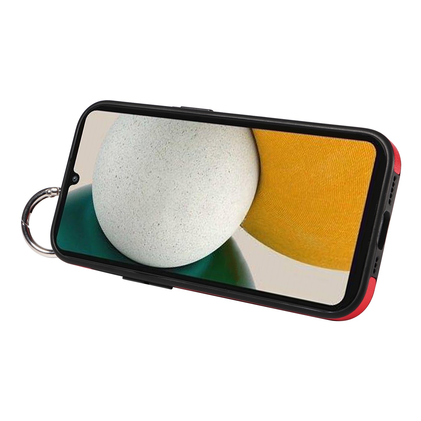 008 For Samsung Galaxy A34 5G Case Calf Texture Leather+TPU Kickstand Phone Cover - Red